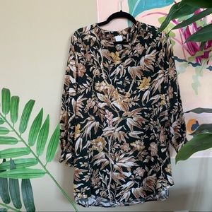 H&M Balloon-Sleeve Floral Print Mini Dress